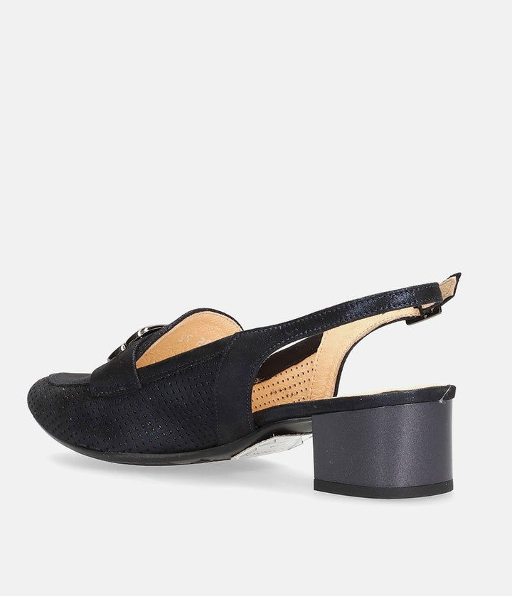 Bioeco Elegant Navy Shimmer Slingback Loafers