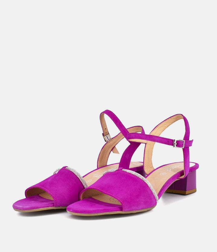 Bioeco Stylish Fuchsia Pink Low Block Heel Sandals
