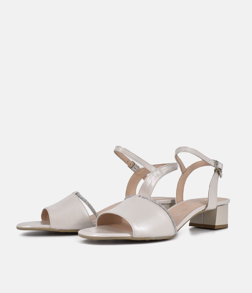 Bioeco Stylish Pearl Low Block Heel Sandals
