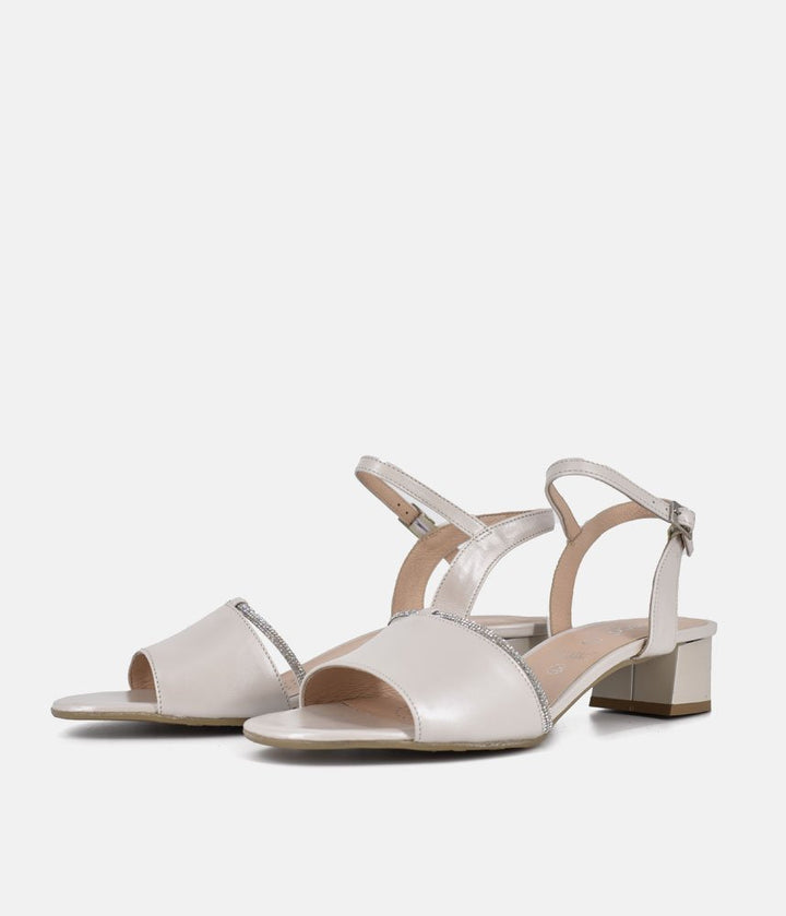 Bioeco Stylish Pearl Low Block Heel Sandals