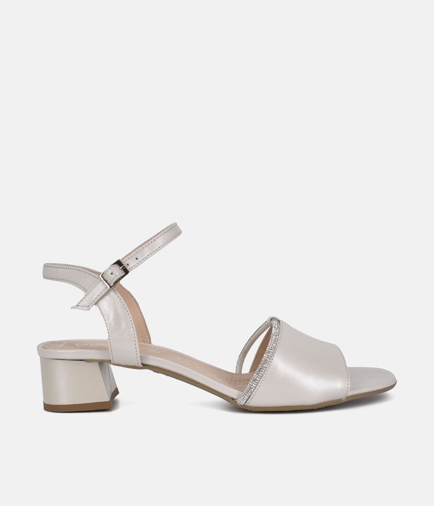 Bioeco Stylish Pearl Low Block Heel Sandals