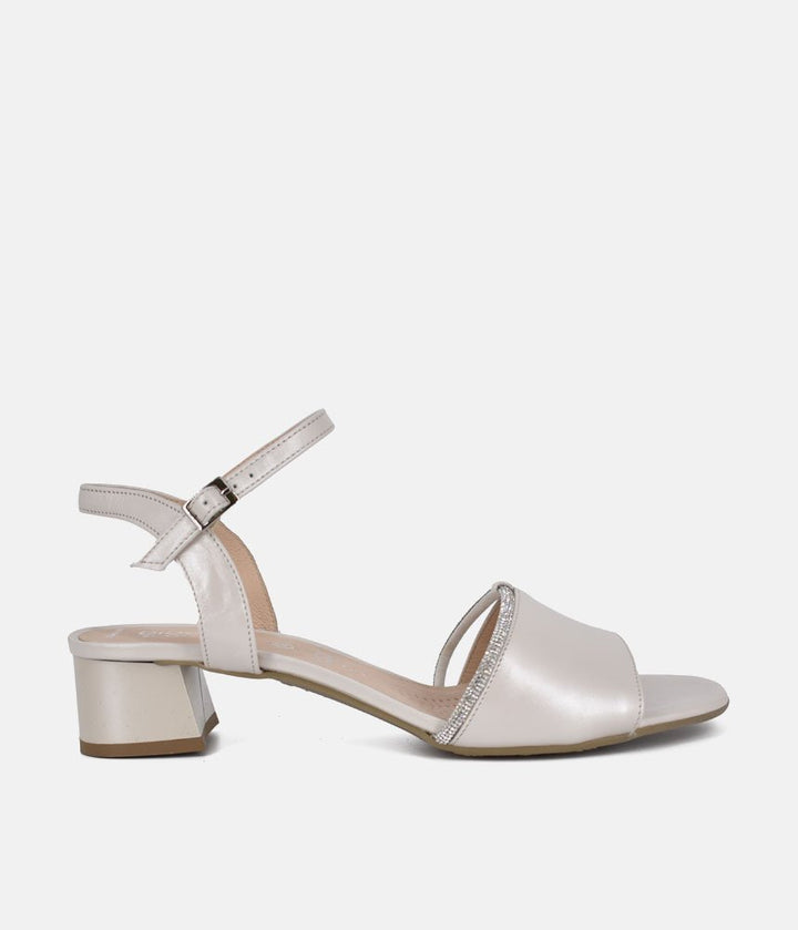 Bioeco Stylish Pearl Low Block Heel Sandals