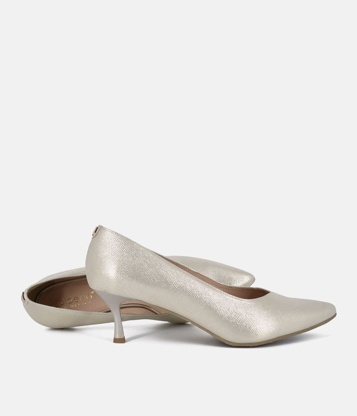 Bioeco Gold Shimmer Leather Stiletto Heels