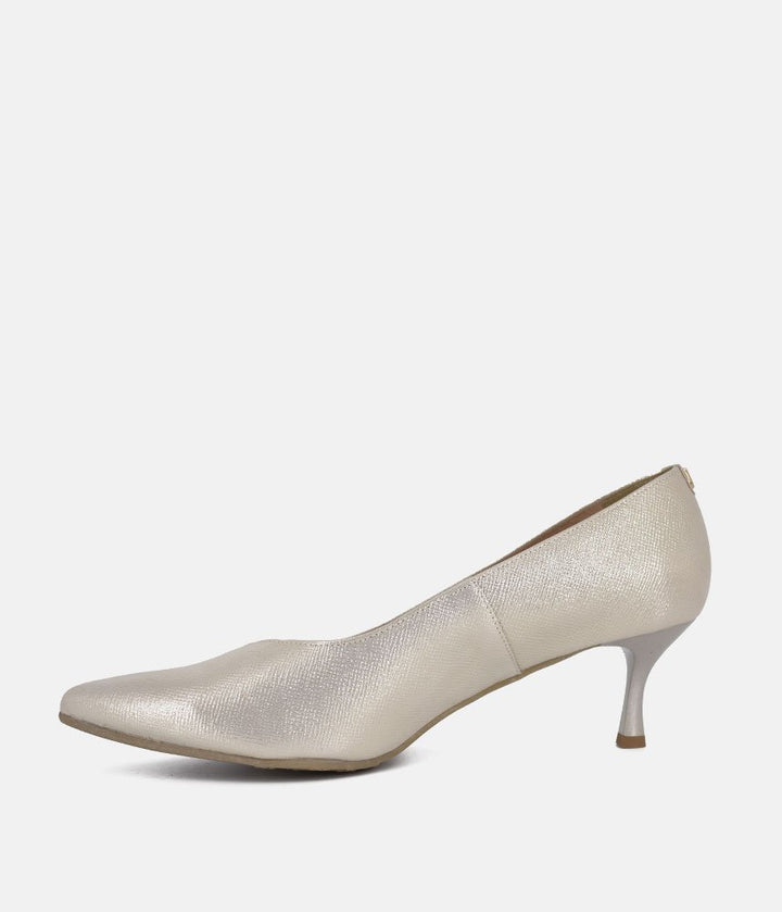 Bioeco Gold Shimmer Leather Stiletto Heels