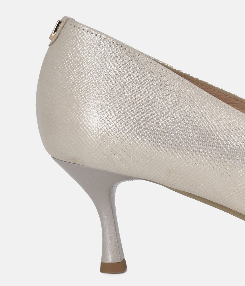 Bioeco Gold Shimmer Leather Stiletto Heels