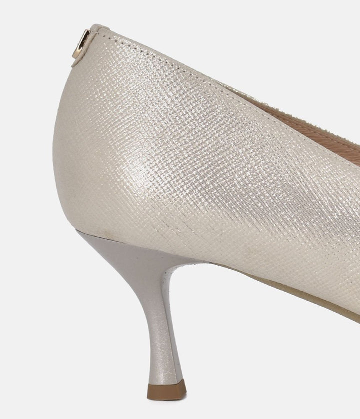 Bioeco Gold Shimmer Leather Stiletto Heels