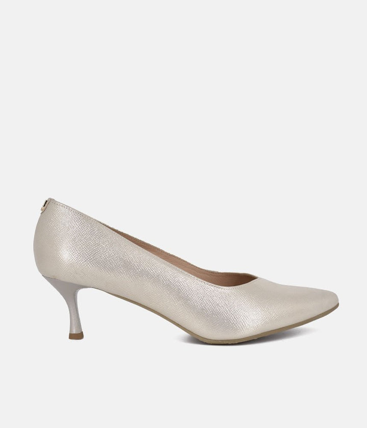 Bioeco Gold Shimmer Leather Stiletto Heels