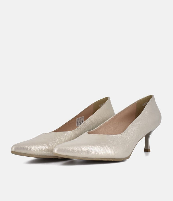 Bioeco Gold Shimmer Leather Stiletto Heels
