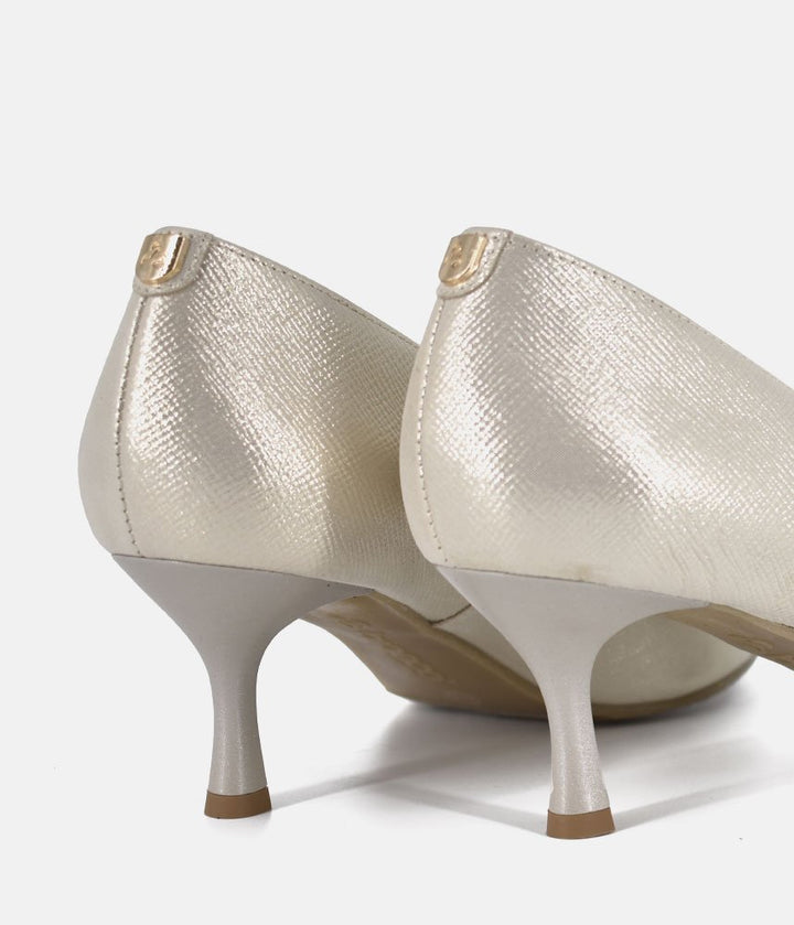 Bioeco Gold Shimmer Leather Stiletto Heels