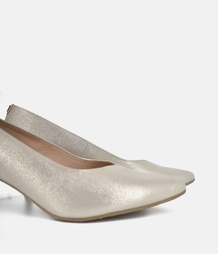 Bioeco Gold Shimmer Leather Stiletto Heels