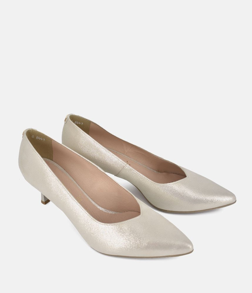 Bioeco Gold Shimmer Leather Stiletto Heels