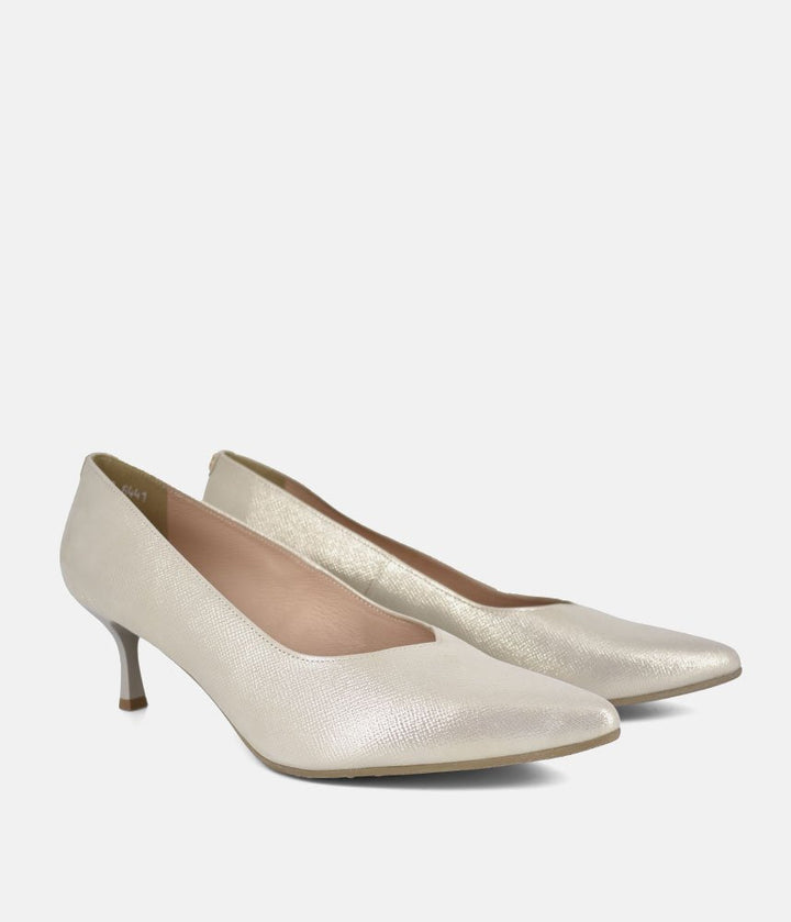 Bioeco Gold Shimmer Leather Stiletto Heels