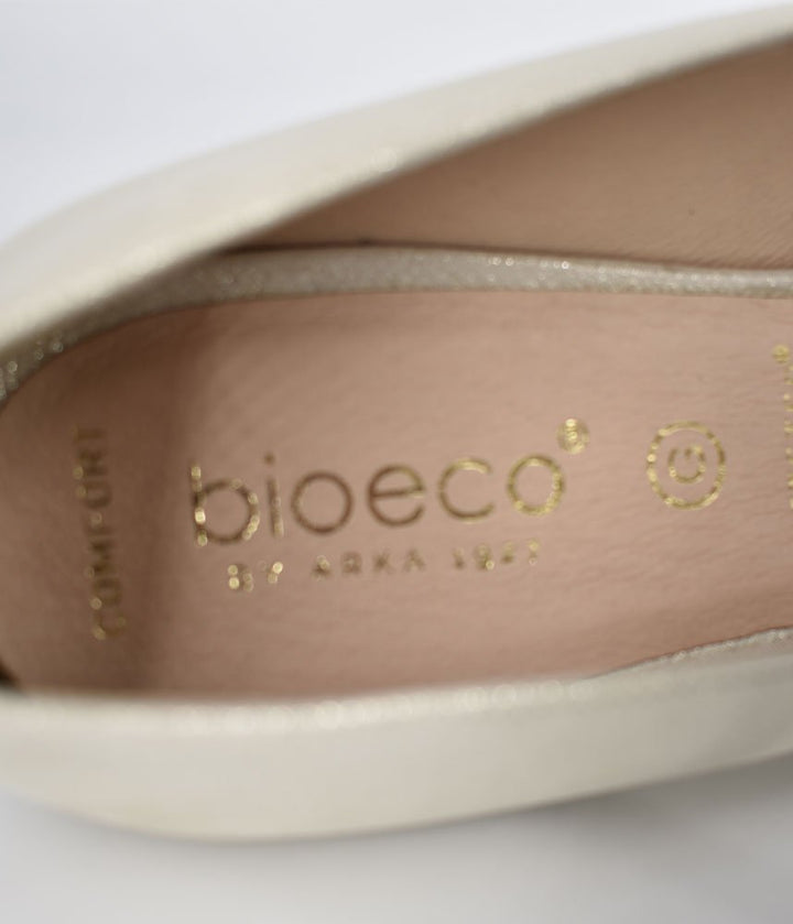 Bioeco Gold Shimmer Leather Stiletto Heels