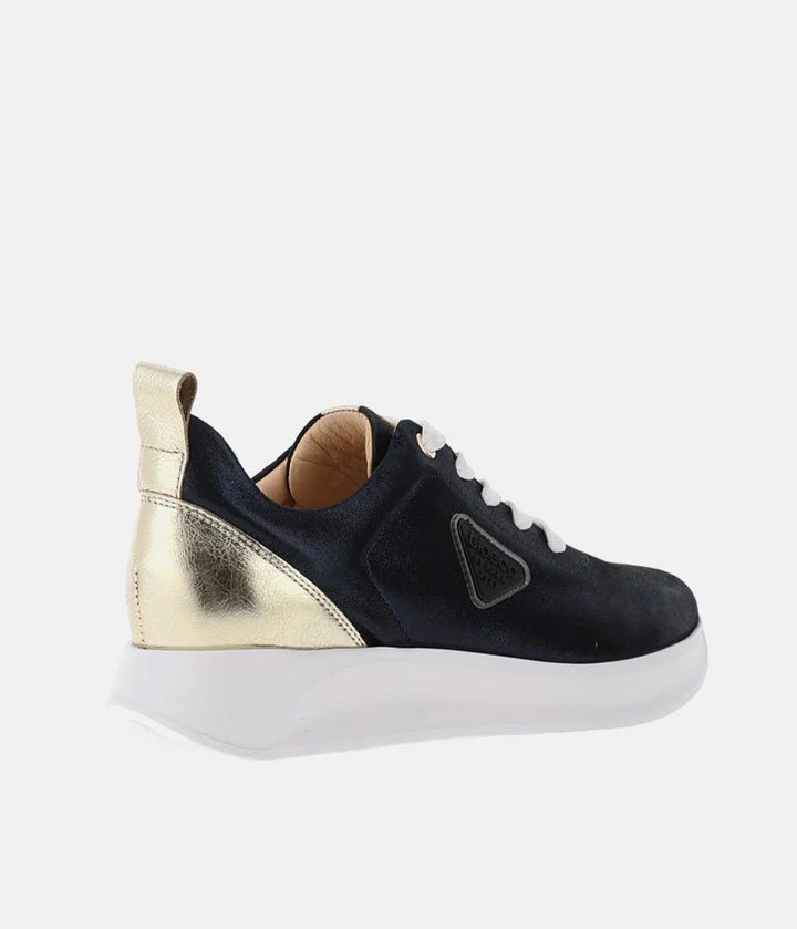 Bioeco Stylish Navy Shimmer Lace Up Trainers