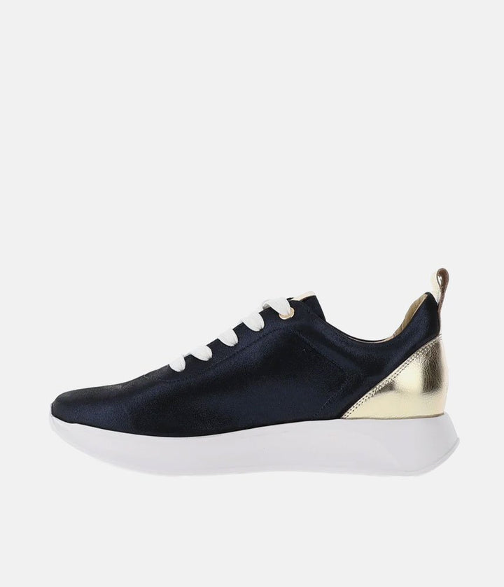 Bioeco Stylish Navy Shimmer Lace Up Trainers