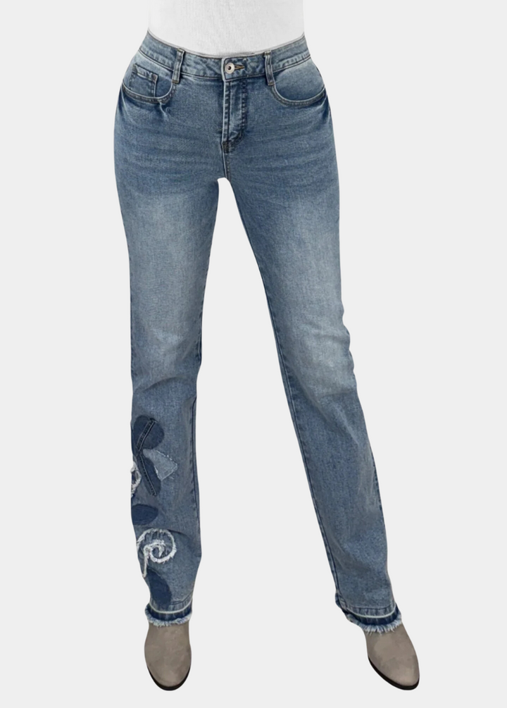 Tall Boho Floral Applique Jeans