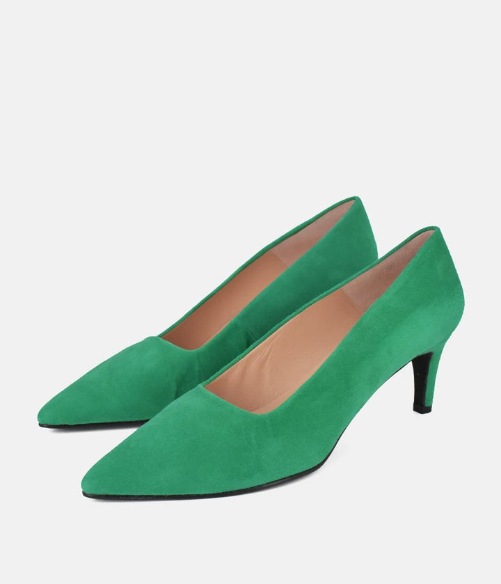 Cinderella Shoes Stylish Kelly Green Suede Heels