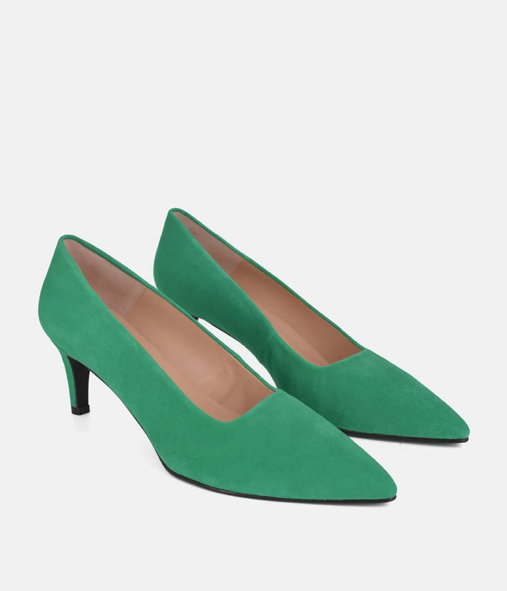 Cinderella Shoes Stylish Kelly Green Suede Heels
