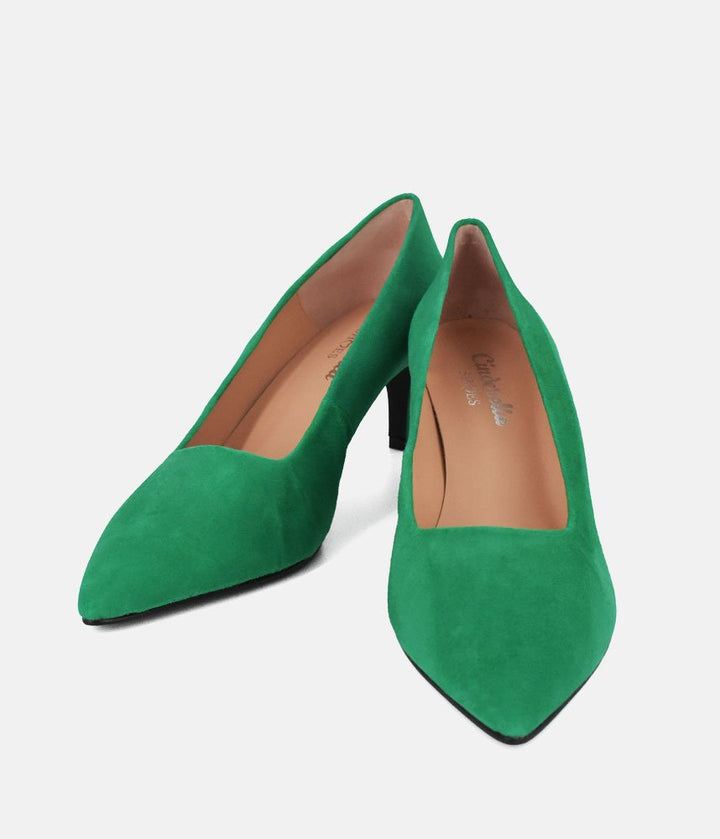 Cinderella Shoes Stylish Kelly Green Suede Heels