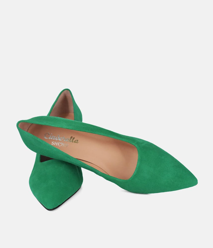 Cinderella Shoes Stylish Kelly Green Suede Heels