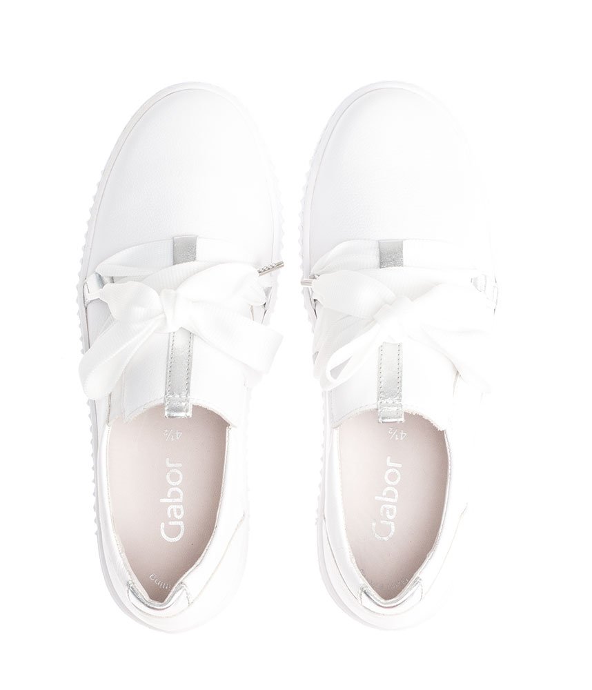 Gabor Glam White/Silver Slip On Trainer