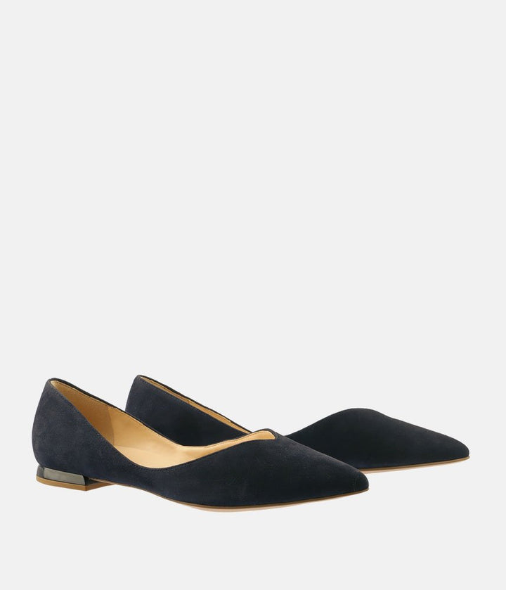 Hogl Chic Navy Blue Suede Flats