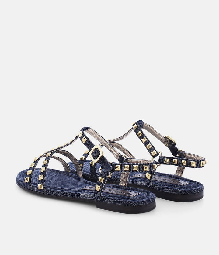 Kennel & Schmenger Premium Navy T-Strap Studded Sandals
