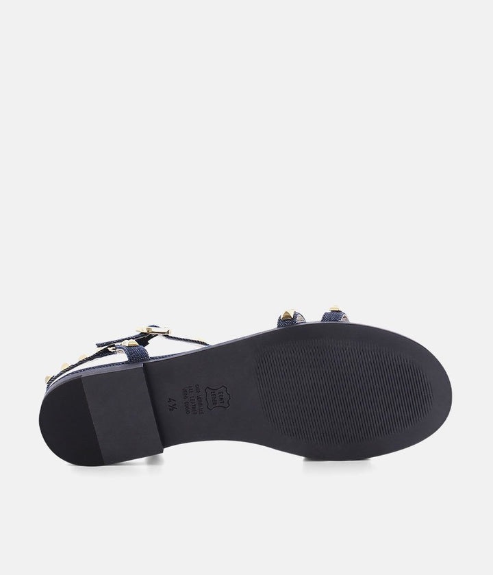 Kennel & Schmenger Premium Navy T-Strap Studded Sandals