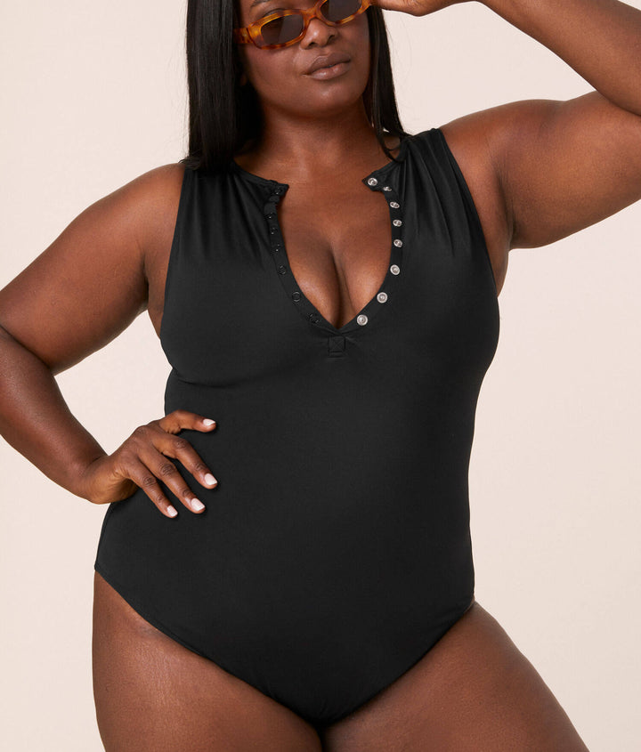 The Malibu One Piece - Eco Nylon - Black - Long Torso
