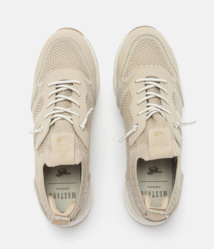 Mustang Sporty Beige Stretch Trainers