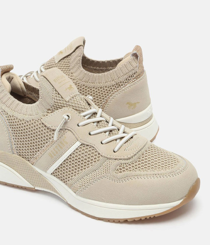 Mustang Sporty Beige Stretch Trainers
