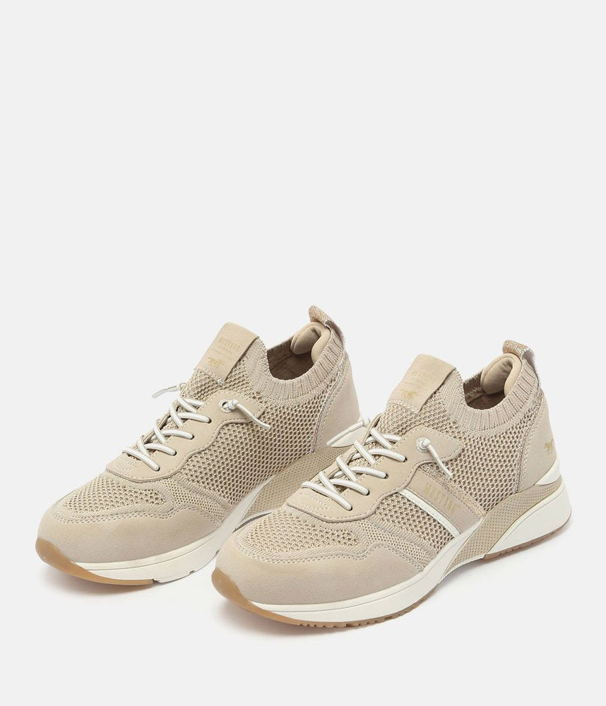 Mustang Sporty Beige Stretch Trainers