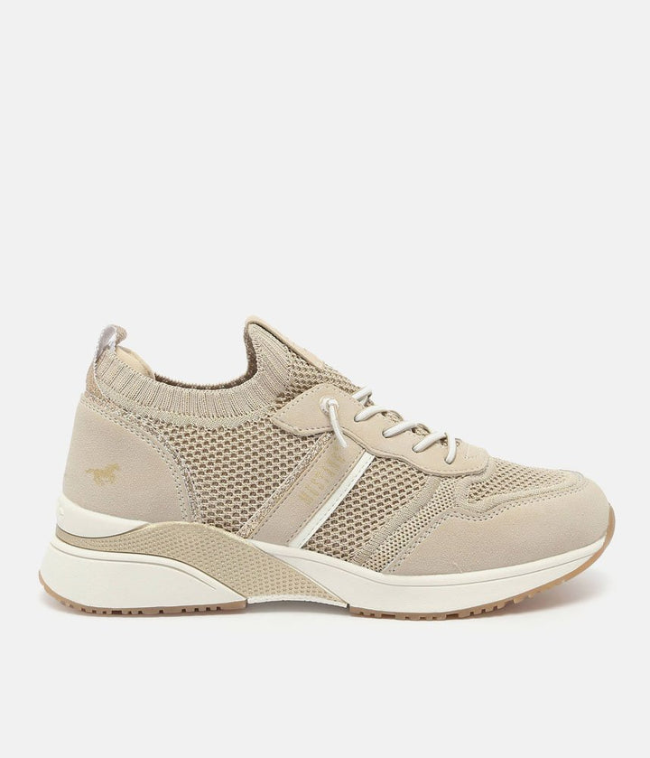 Mustang Sporty Beige Stretch Trainers