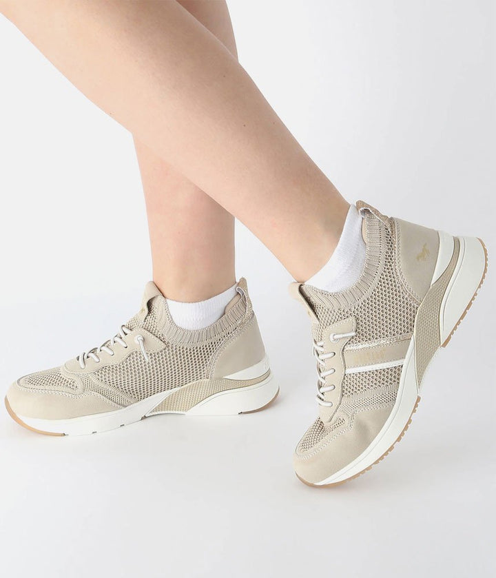 Mustang Sporty Beige Stretch Trainers