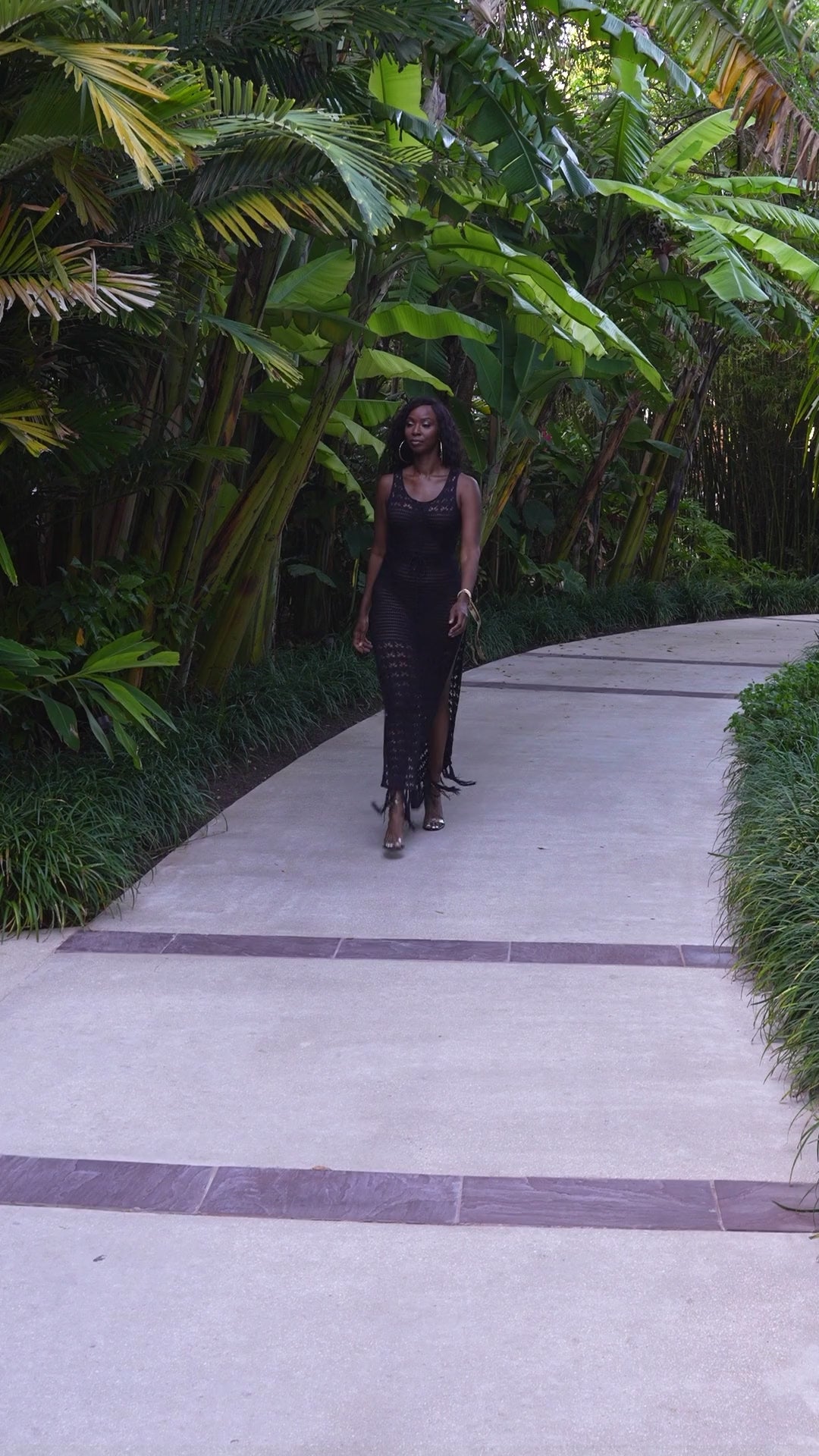 St Tropez Fringe Crochet Dress - Black