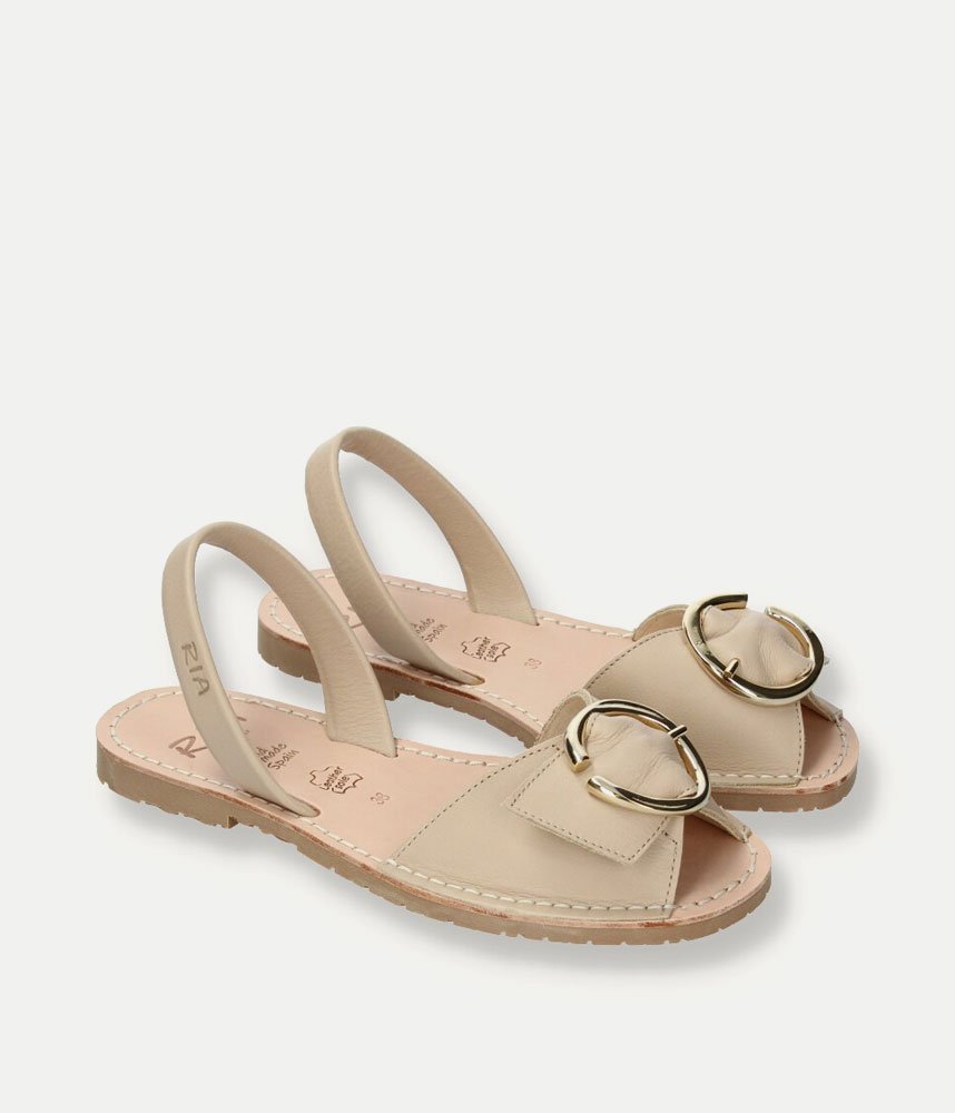 Ria Chic Beige Leather Sandals