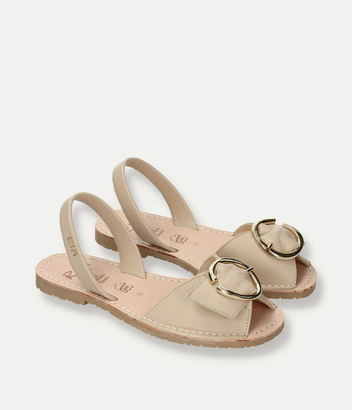 Ria Chic Beige Leather Sandals
