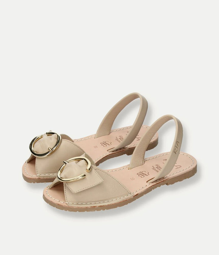 Ria Chic Beige Leather Sandals