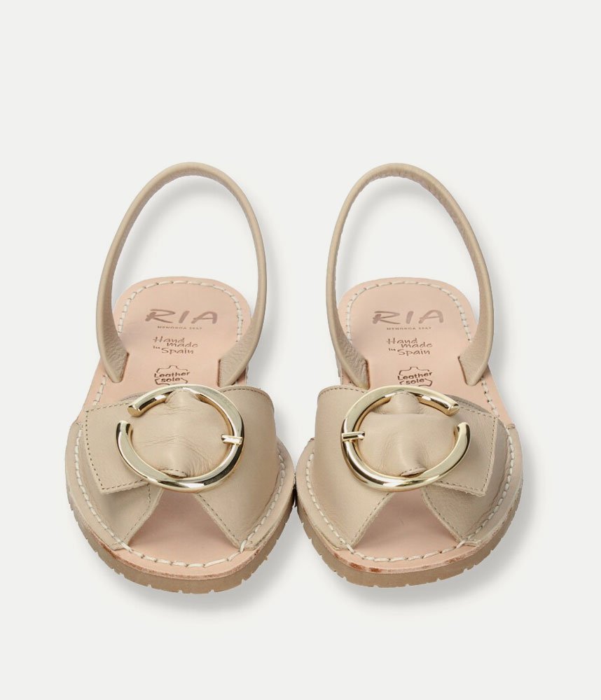 Ria Chic Beige Leather Sandals