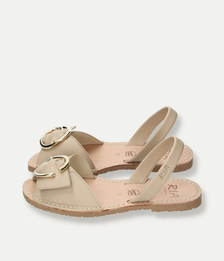 Ria Chic Beige Leather Sandals