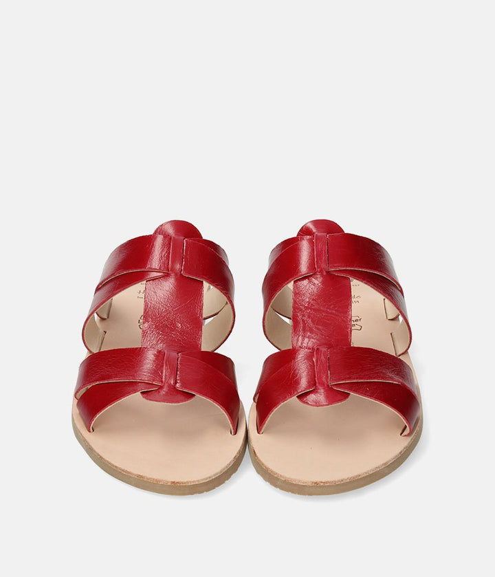Ria Stunning Ruby Red Leather Sandals