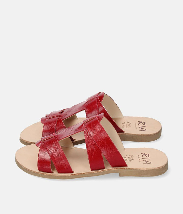 Ria Stunning Ruby Red Leather Sandals