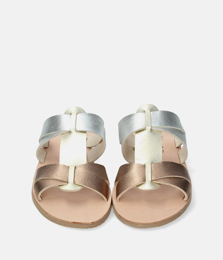 Ria Stunning Metallic Combi Leather Sandals
