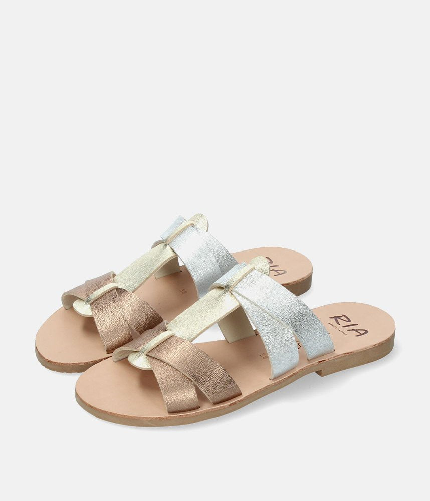 Ria Stunning Metallic Combi Leather Sandals