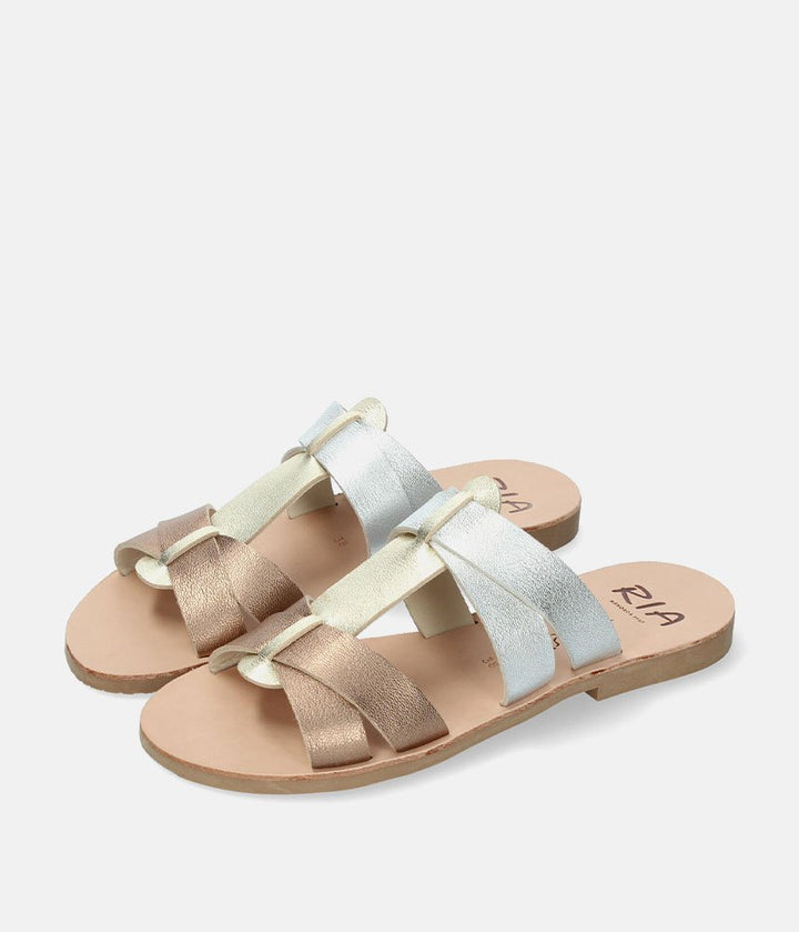Ria Stunning Metallic Combi Leather Sandals