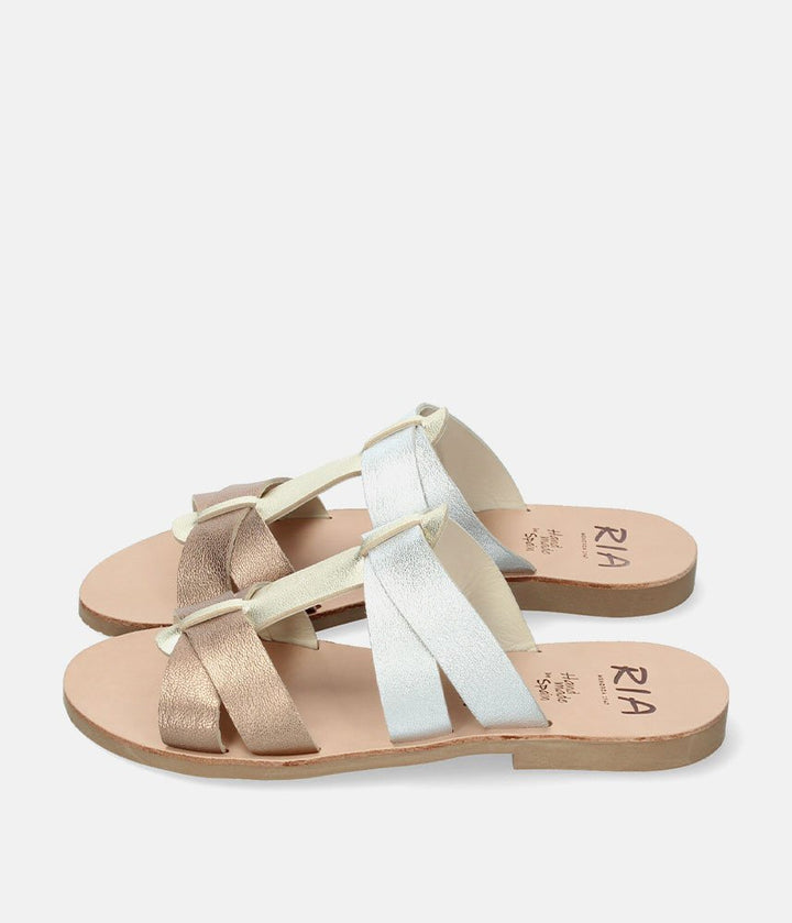 Ria Stunning Metallic Combi Leather Sandals