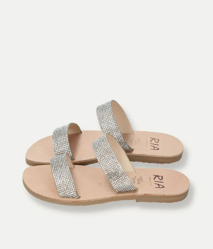 Ria Luxe Silver Crystal Twin Strap Sandals