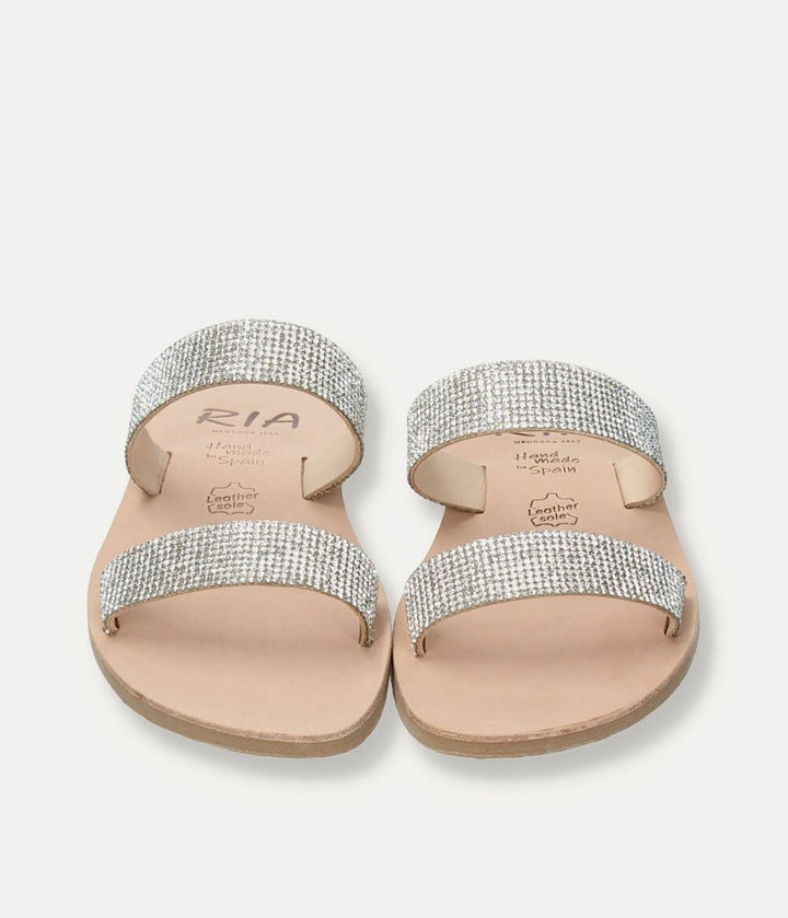 Ria Luxe Silver Crystal Twin Strap Sandals
