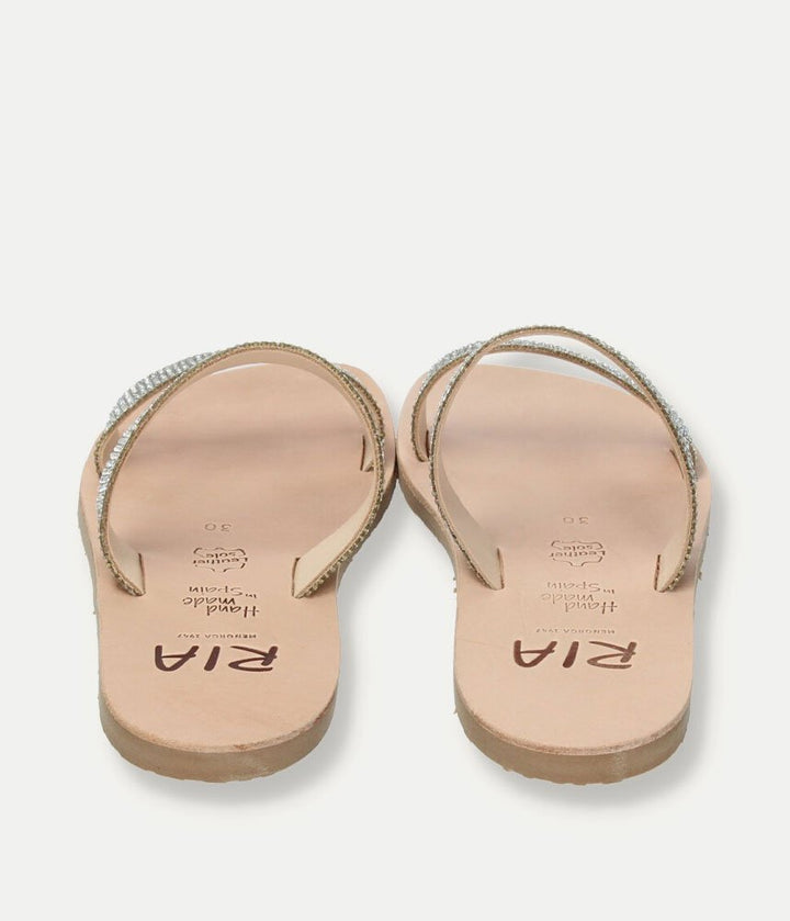 Ria Luxe Silver Crystal Twin Strap Sandals