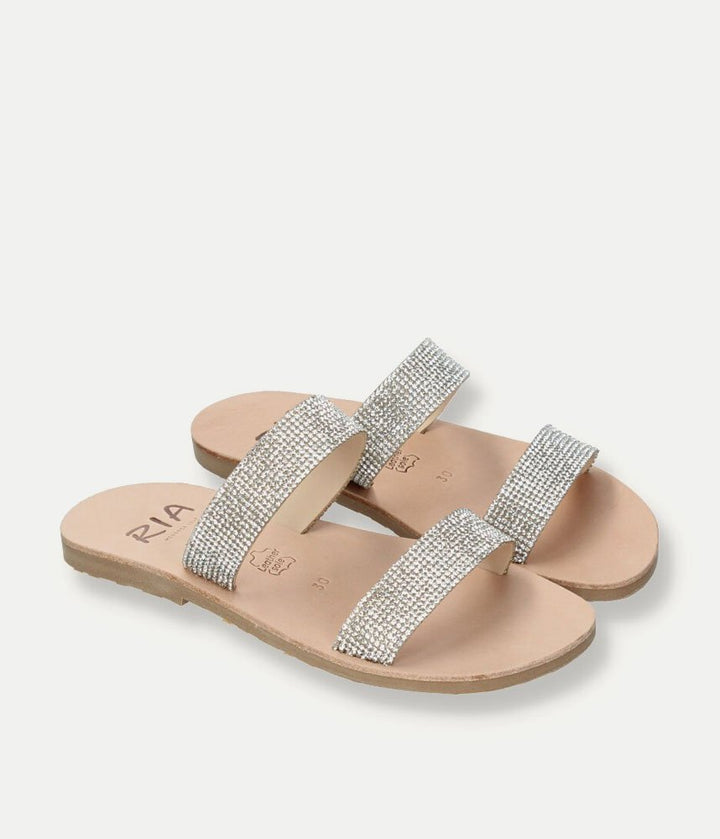 Ria Luxe Silver Crystal Twin Strap Sandals